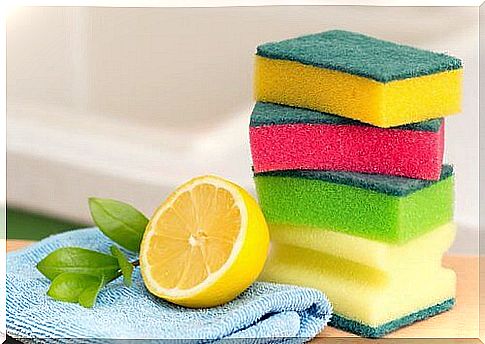 Lemon and sponge for household chores