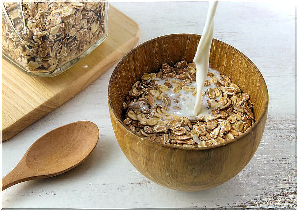 Oats cooked with milk