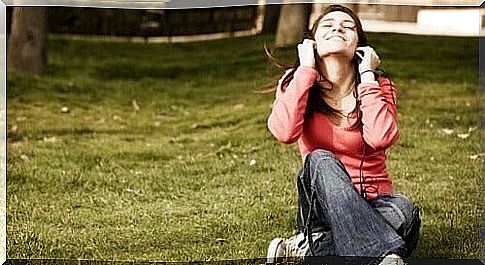 woman listening to music