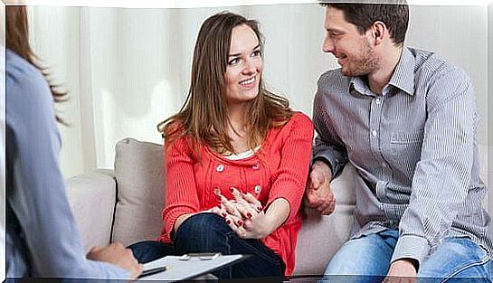 Couple consulting an expert about their love relationship