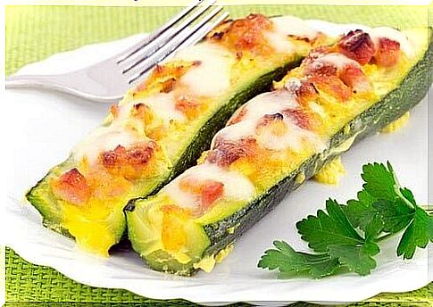 Gratin stuffed zucchini