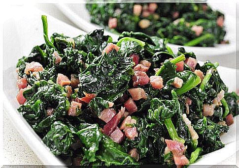 sautéed spinach with ham