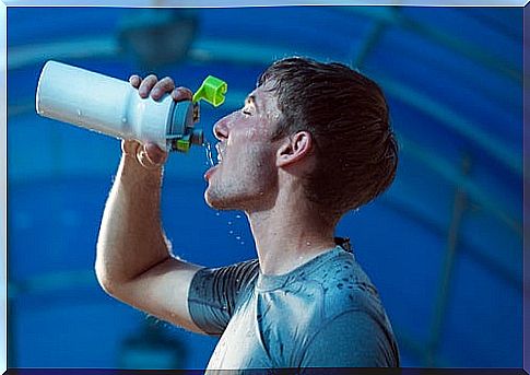 man getting hydrated