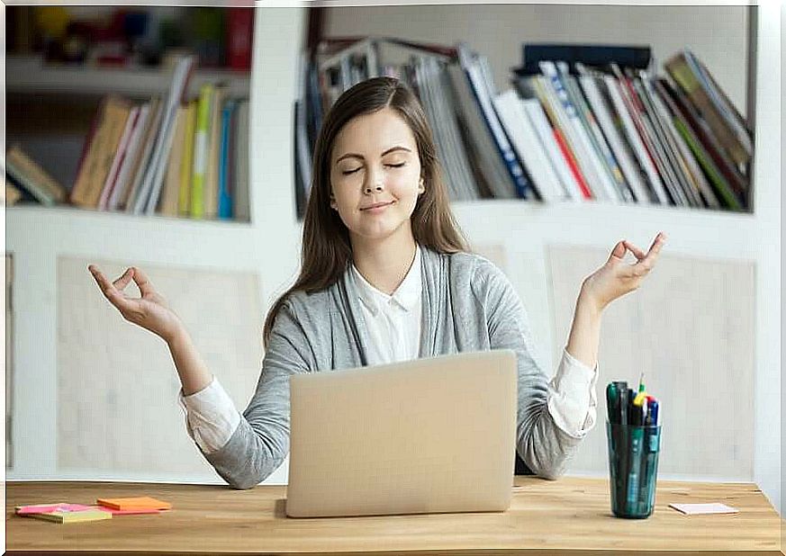 woman meditating in silence