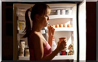 woman attacking the fridge